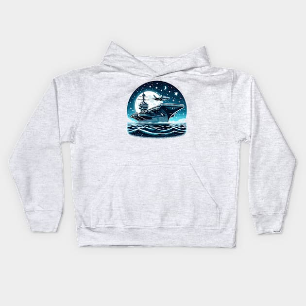 Aircraft Carrier Kids Hoodie by Vehicles-Art